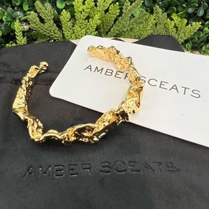 New Amber Sceats Emery Cuff Bracelet | Gold | Modern Textured | 24k Gold Plated
